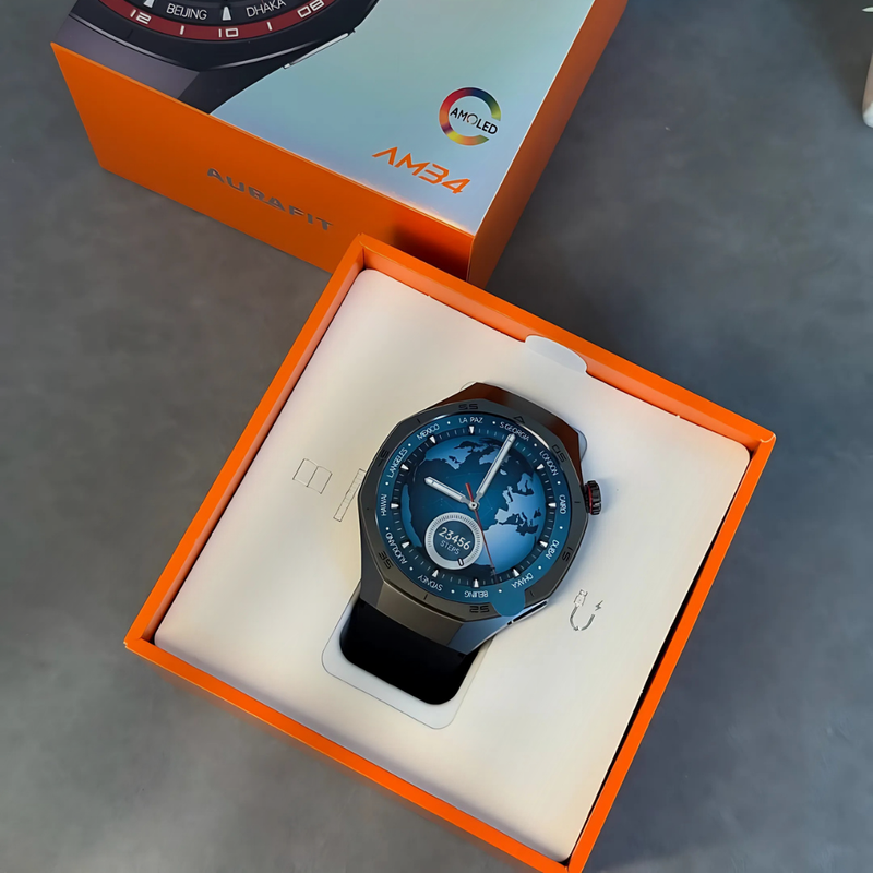 Smartwatch AuraFit AM34 AMOLED 3ATM - Pulseira Extra Brinde | LANÇAMENTO