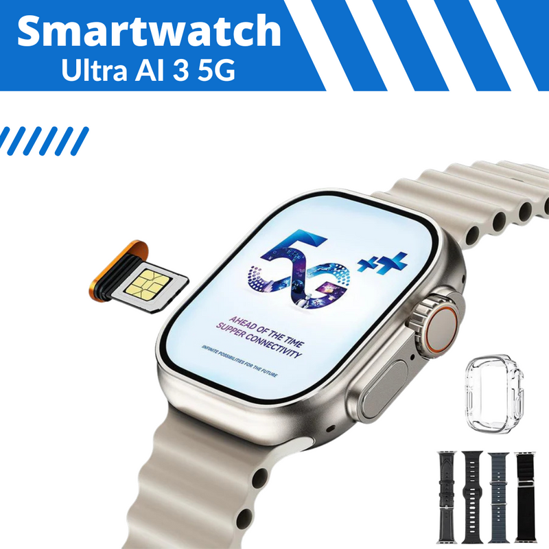 Smartwatch Ultra AI 3 5G - Câmera acoplada - Face ID - ANDROID 8.1